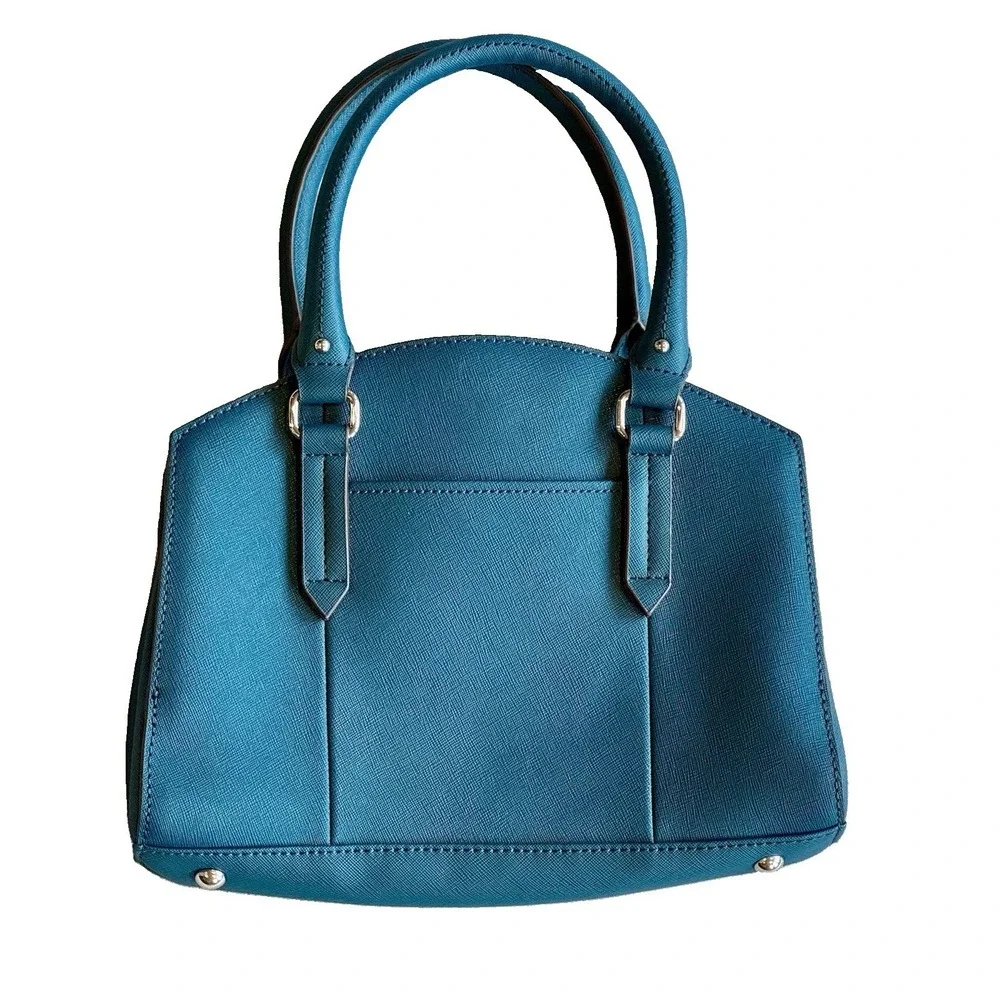 Tignanello Teal Saffiano Leather Satchel Crossbody Purse Shoulder Bag